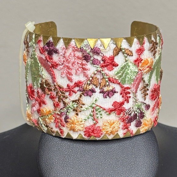 Source Unknown Jewelry - Cottage Floral Embroidered Boho Statement Cuff Bracelet
